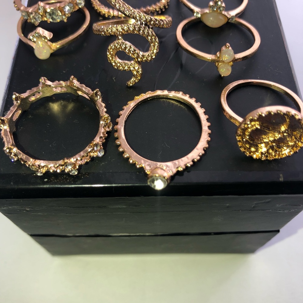Gold plated multi stack ring boho set - Picture 2 of 2